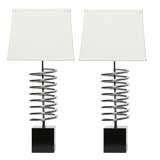Pair Of Chrome Coil Spring Table Lamps By Laurel