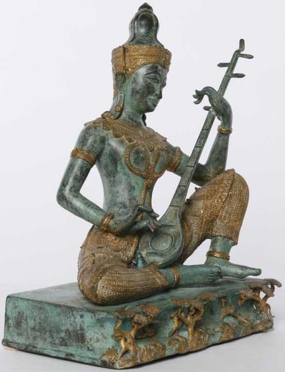 Cast Bronze Asian Woman Sculpture