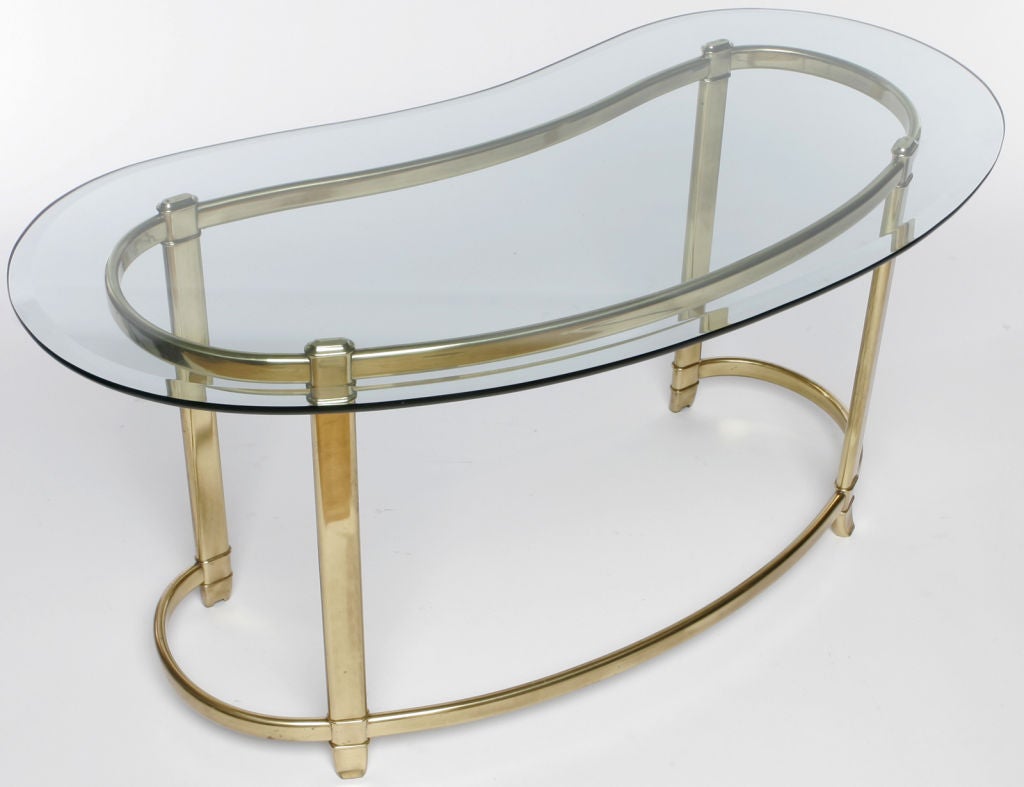 kidney shaped glass desk