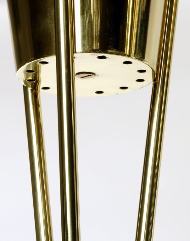 Pair 1940s Brass Tripod Torchiere Floor Lamps