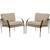 Pair Of Paul Tuttle Inspired Chrome Arm Chairs