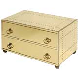 Sarreid Brass Two-Drawer Chest Coffee Table