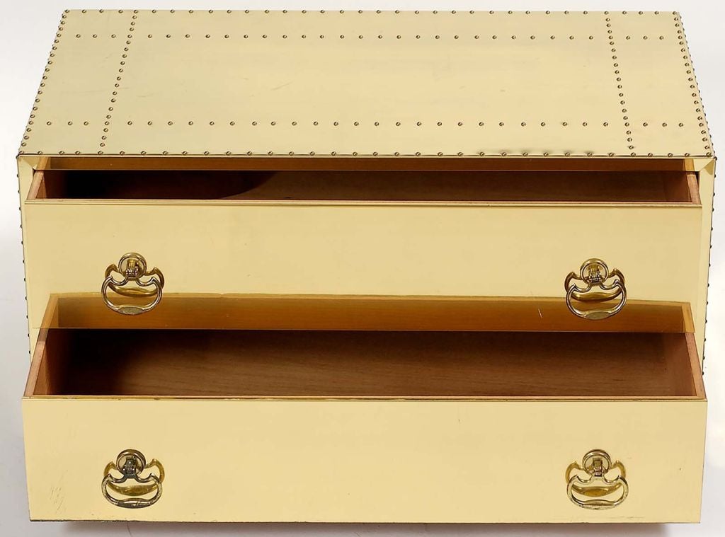 Sarreid Brass Two-Drawer Chest Coffee Table 1