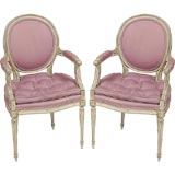 Incredible Pair 1960s Louis XVI Style Arm Chairs