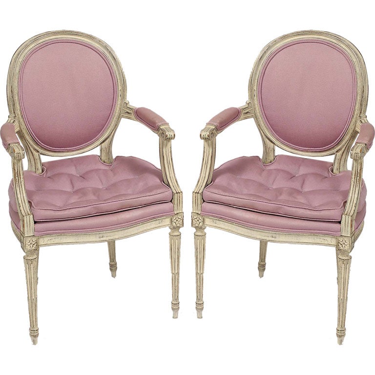 Incredible Pair 1960s Louis XVI Style Arm Chairs