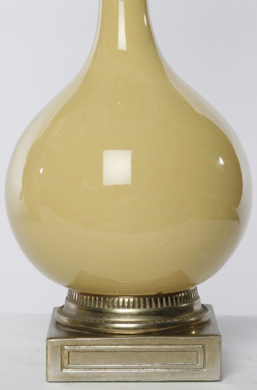 American Pair Gourd Form Ceramic Lamps