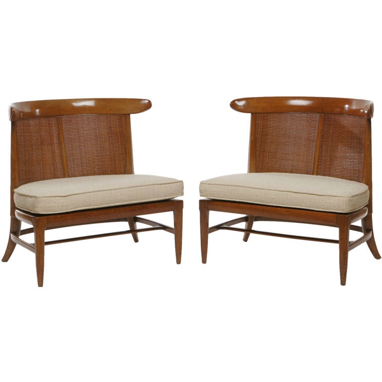 Pair Tomlinson Sophisticates Cane Back Slipper Chairs