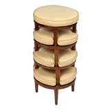 Set Four Round Walnut & Leather Stacking Stools