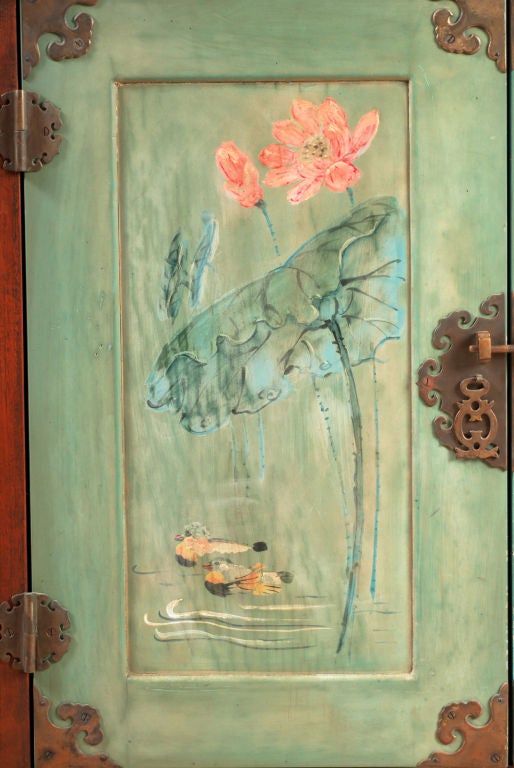 Chinese Hand-Painted Mahogany Sideboard 2