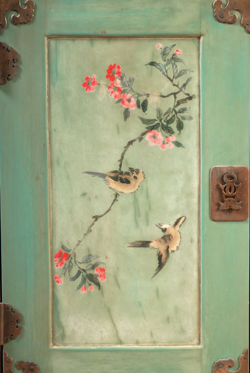 Chinese Hand-Painted Mahogany Sideboard 3