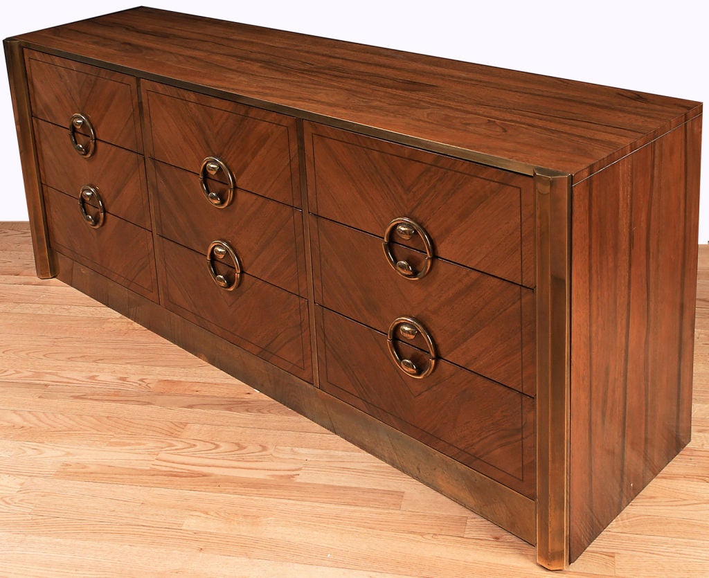 Striking Mastercraft Zebrano & Patinated Bronze Dresser
