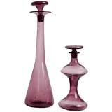 Two Blenko Amethyst Blown Glass Decanters