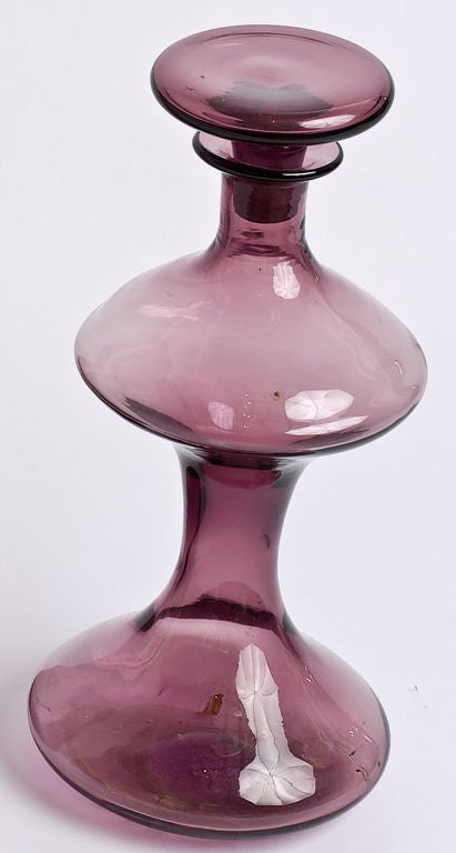 Two Blenko Amethyst Blown Glass Decanters