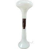 Large Aldo Nason White Glass 
Chrome Lamp For Mazzega
