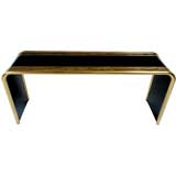 Mastercraft Black Lacquer & Acid Etched Brass Waterfall Console