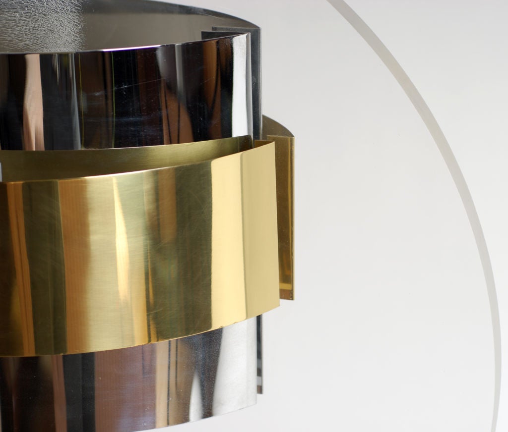 French Pierre Cardin Lamp In Lucite, Brass &  Chrome