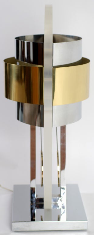Pierre Cardin Lamp In Lucite, Brass &  Chrome 1