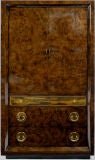Vintage Mastercraft Burl And Acid Etched Brass Wardrobe Cabinet