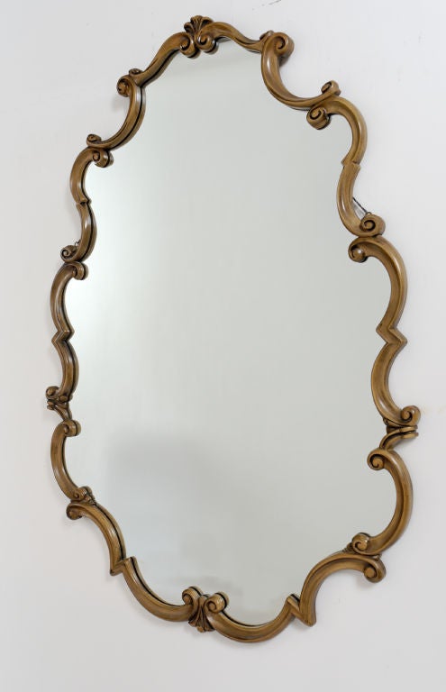 Large 1940s Scrolled Frame Wall Mirror
