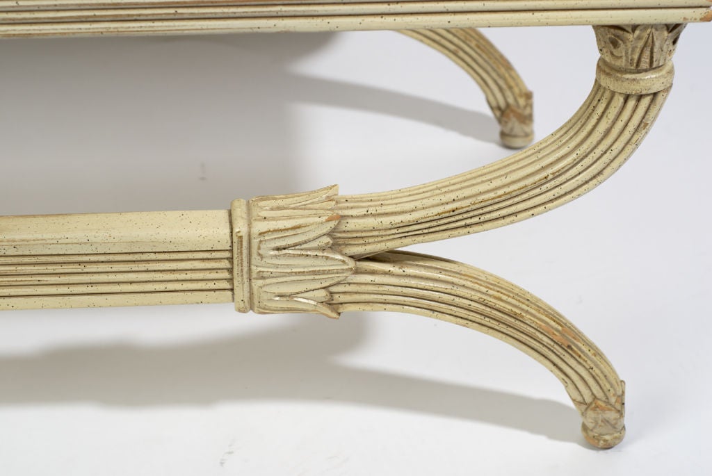 20th Century Button Tufted Regency Bench With Reeded Curule Legs