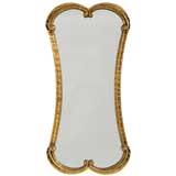 1940s Hourglass Mirror With Scrolled & Textured Gilt Frame