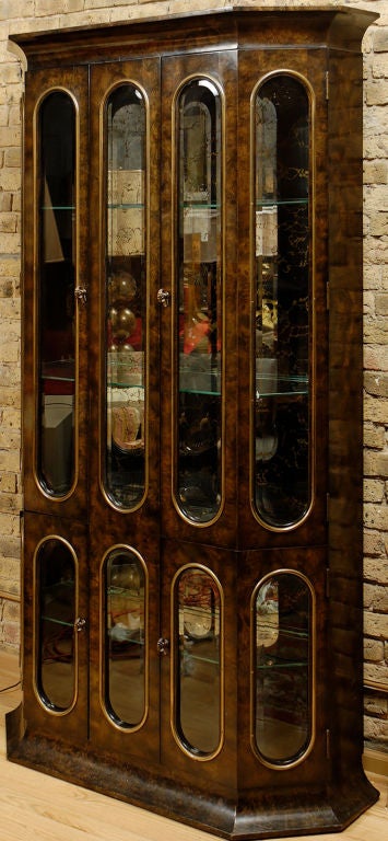 Burl & Brass Mastercraft Vitrine With Racetrack Fenestration