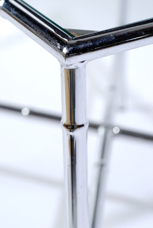 Chrome Bamboo & Glass End Table For Sale 3