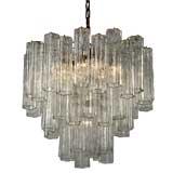 Larger Venini Clear Murano Glass Tube Chandelier