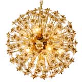 Spherical Austrian Brass Chandelier With Crystal Flower Petals