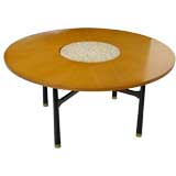 Vintage Harvey Probber Ebonized Wood & Walnut Table With Terrazzo Inlay