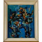 Vintage Abstract Oil On Canvas By Nagy