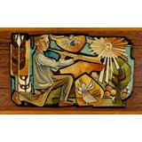 Finnish Polychromed Carved Wood Relief