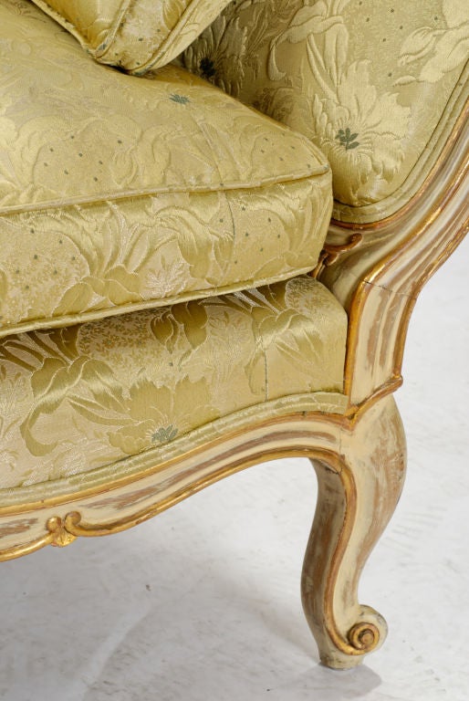 Upholstery Stunning Painted & Parcel Gilt Italian Sofa