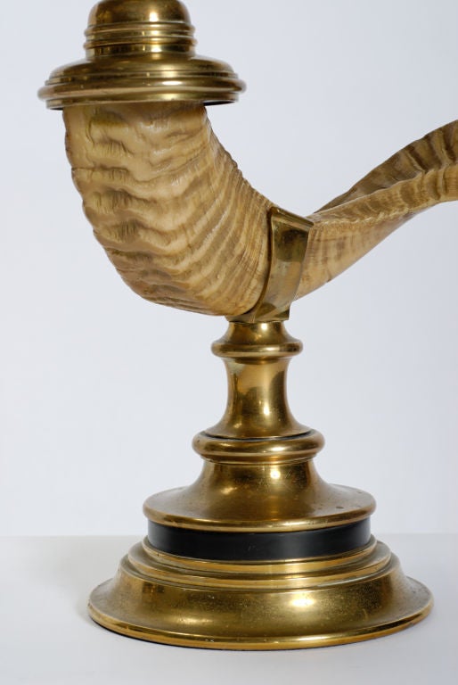 American Pair Chapman Ram's Horn & Bronze Table Lamps