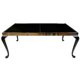 Custom Black Lacquer & Chrome Dining Table