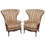 Pair English Style Wing Back Chairs