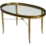Mastercraft Oval Faux Bamboo Brass & Glass Coffee Table