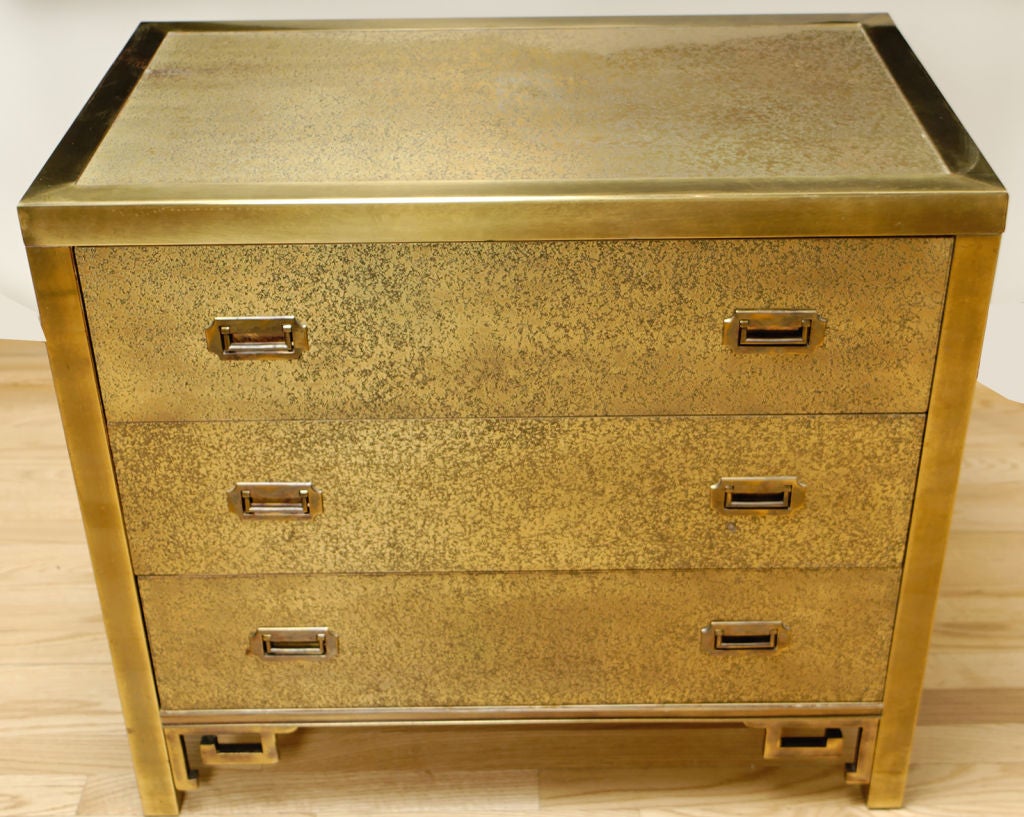 Rare Textured Brass-Clad Commode By Mastercraft 3
