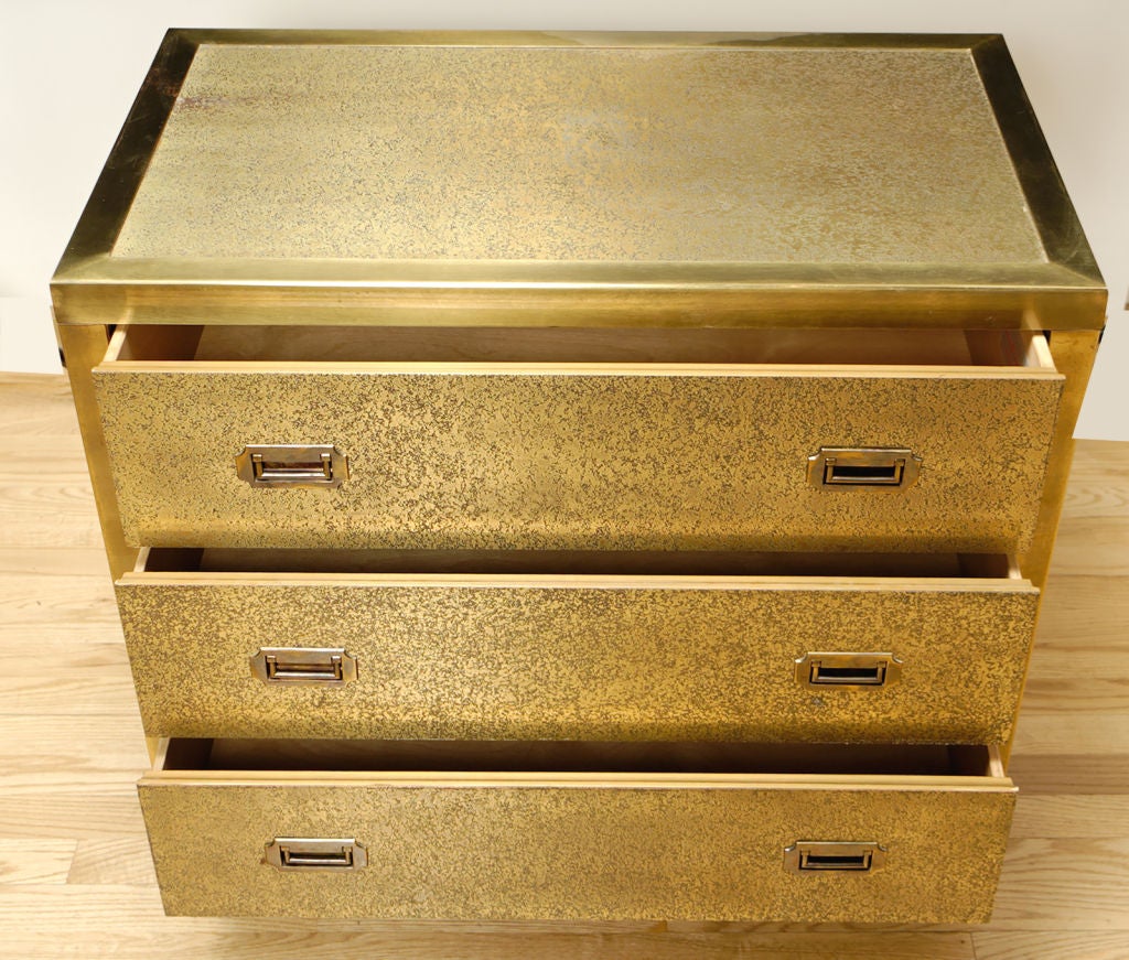 American Rare Textured Brass-Clad Commode By Mastercraft