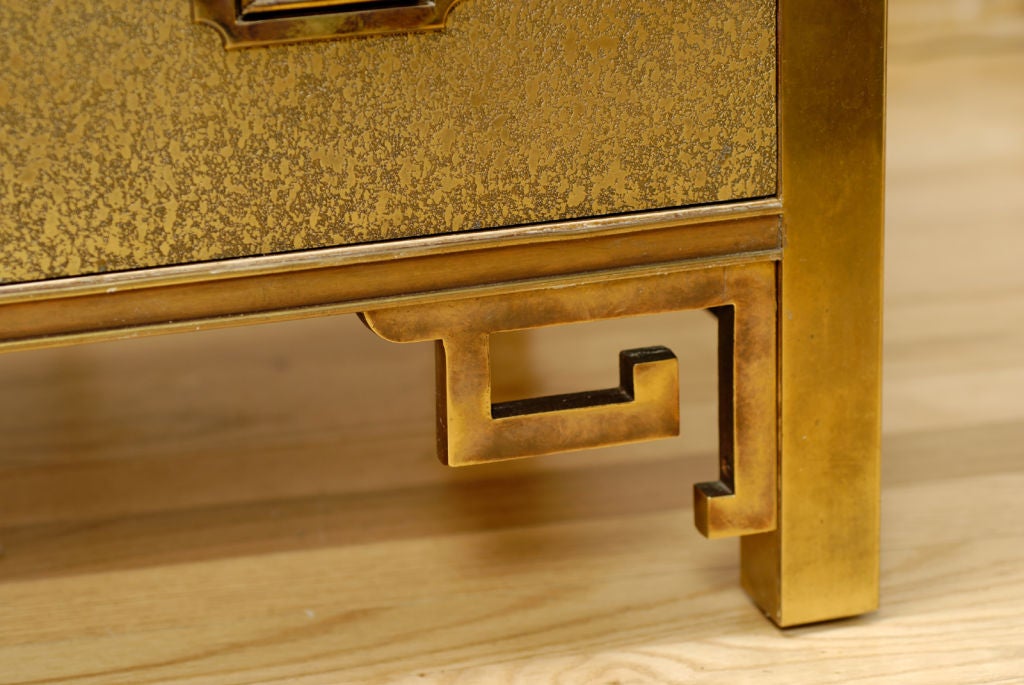 Rare Textured Brass-Clad Commode By Mastercraft 1