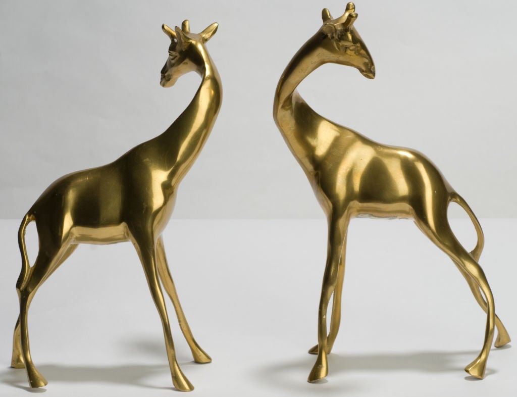Indian Pair Vintage Brass Giraffes