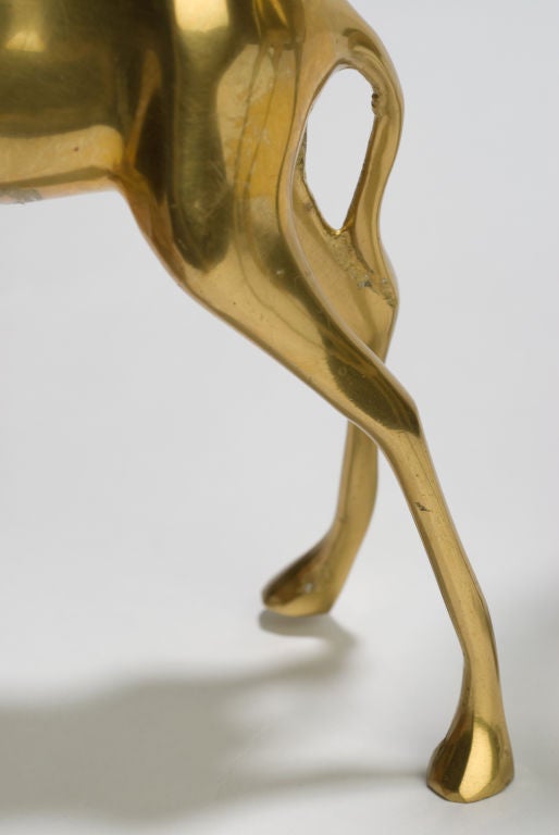 Late 20th Century Pair Vintage Brass Giraffes