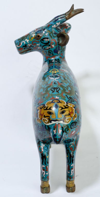 Cloisonné Ram et chat cloisonné bleu turquoise