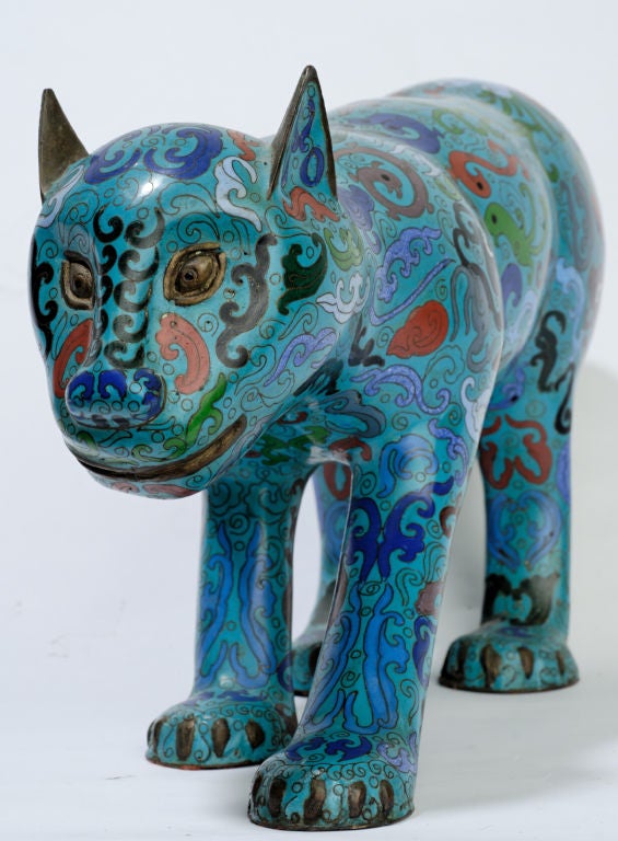 Ram et chat cloisonné bleu turquoise 1