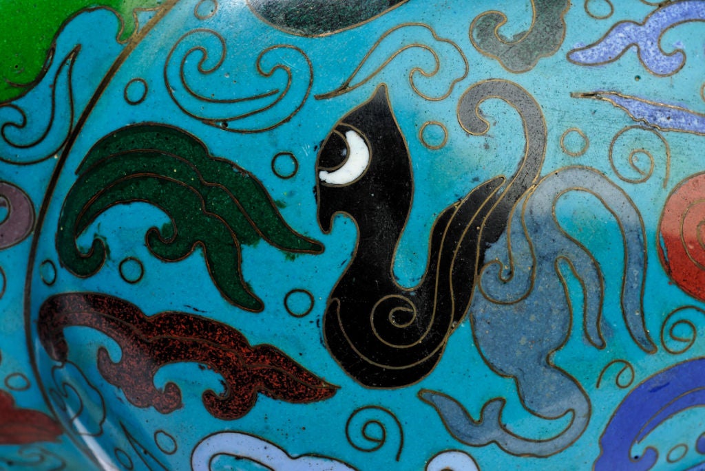 Ram et chat cloisonné bleu turquoise 3