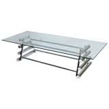 1960s Chrome Xylophone Base Coffee Table With Glass Top