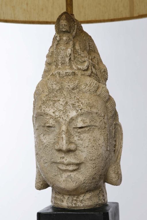 Pair Monumental Asian Goddess Table Lamps