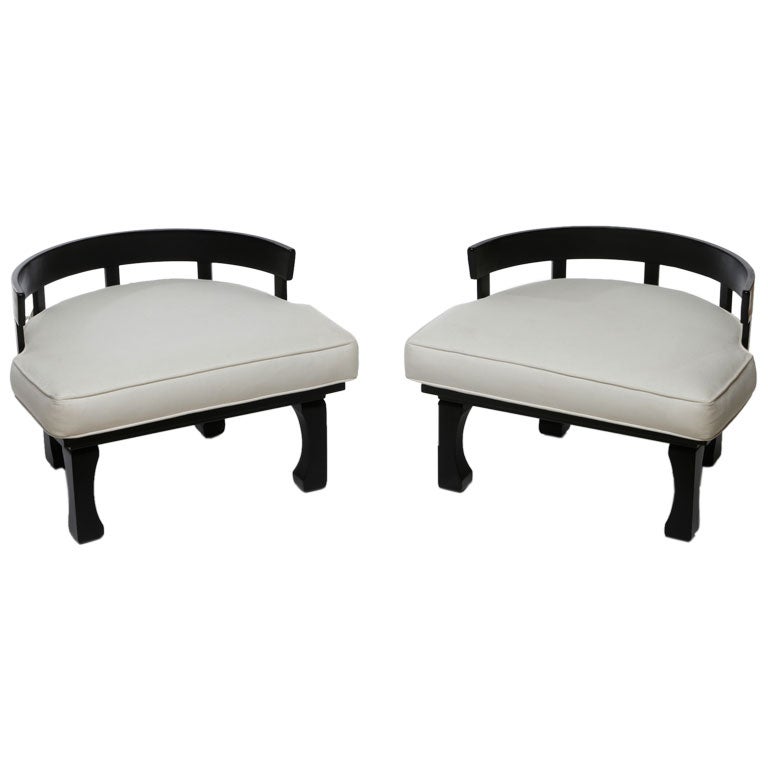 Pair Leonard Of California Low Pull-up Arm Chairs