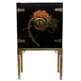 Mastercraft Bronze And Black Lacquer Bar Cabinet