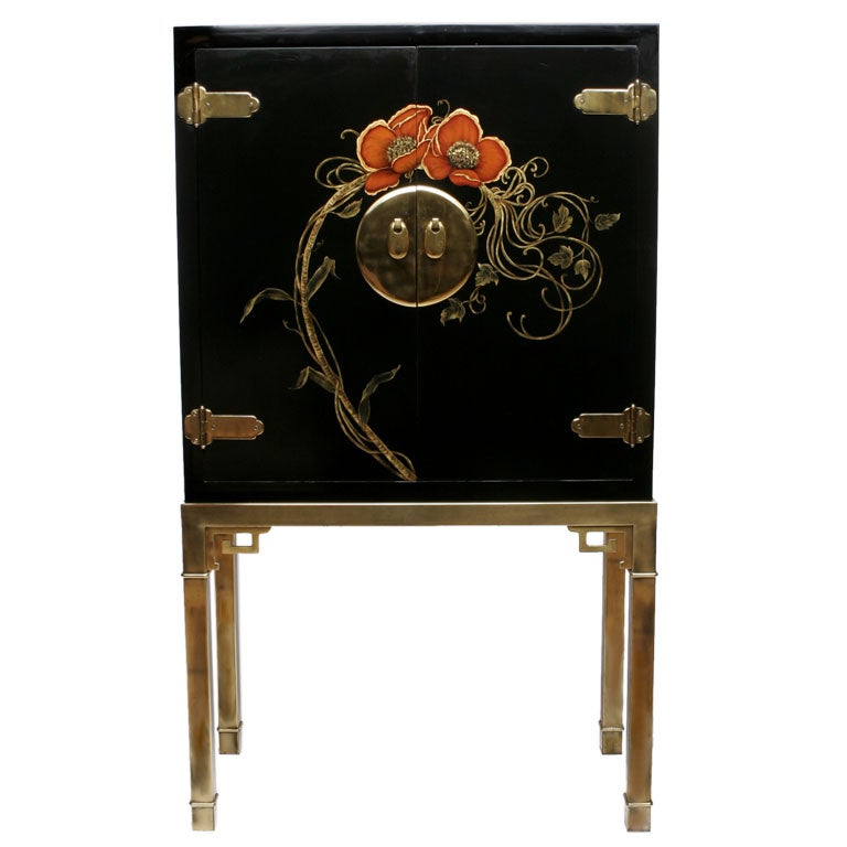 Mastercraft Bronze And Black Lacquer Bar Cabinet